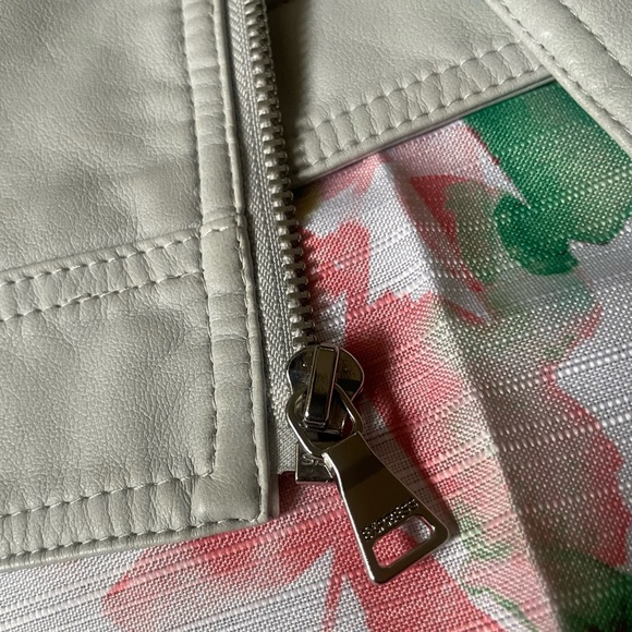 EXPRESS Faux Leather Jacket Beige with Silver Hardware - Picture 6 of 8